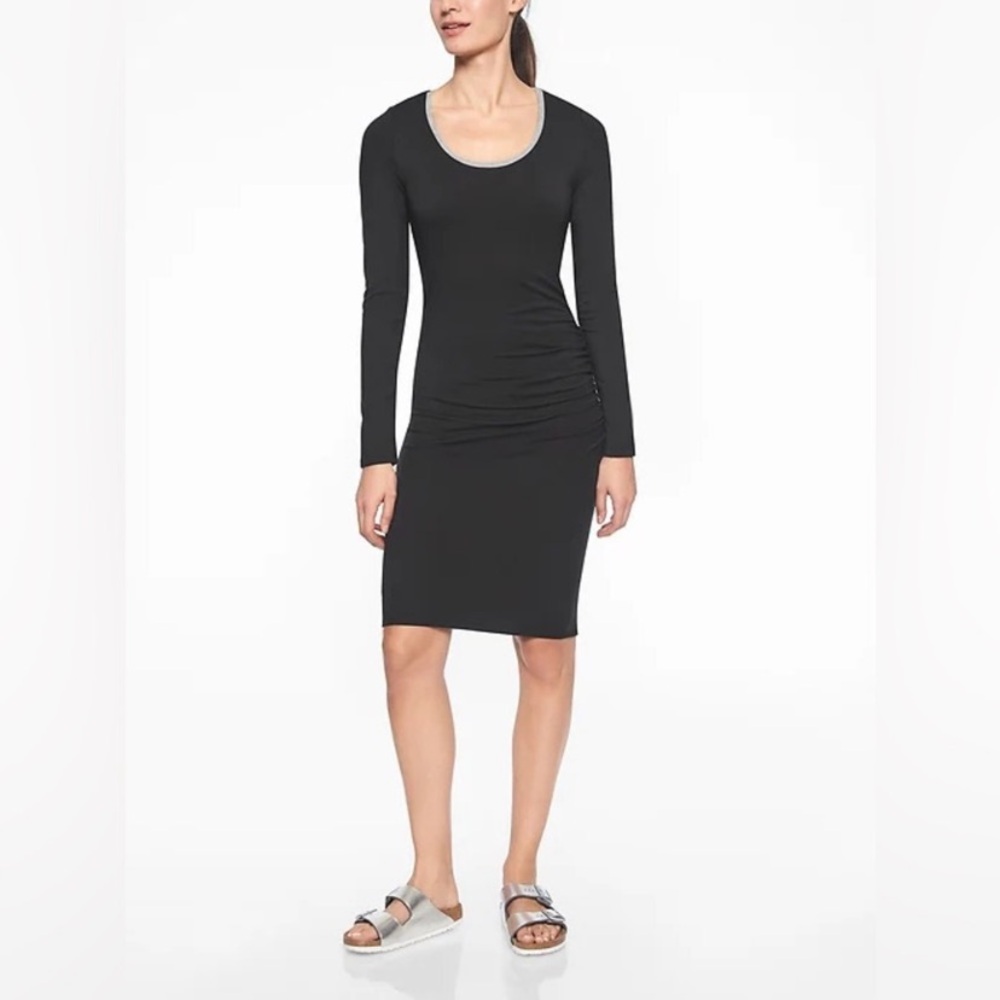 Athleta Carefree Long Sleeve Dress Black XXS